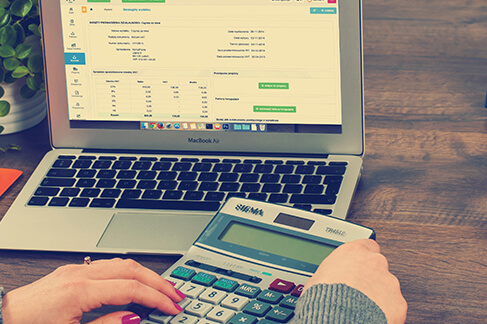calculator with laptop